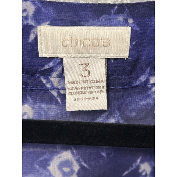 Chico's Purple Sheer Chiffon Split Neck 3/4 Sleeve Tunic XL Size 3 Sequins Boho - Picture 7 of 10